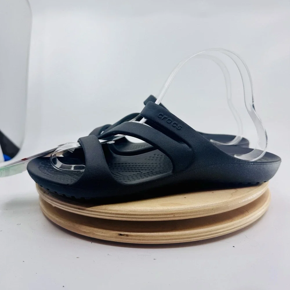 Crocs Kadee II Sandals Shoes Women's 7 Black Summer Casual Comfort Slip On NEW